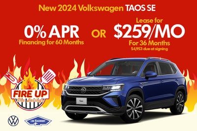 New 2024 Volkswagen Taos SE
0% APR OR Lease for $259/mo.