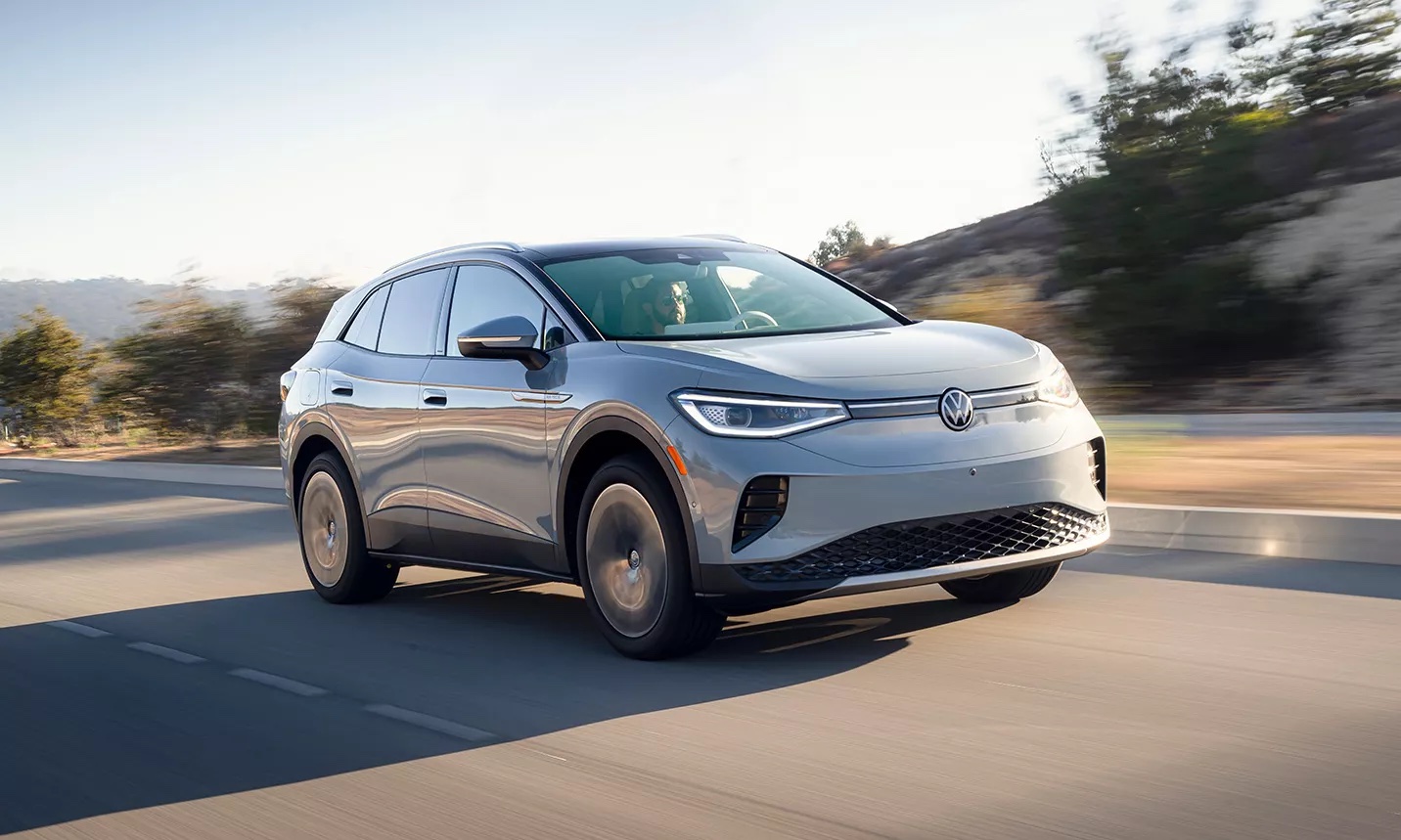 The 2023 VW ID.4 driving down the highway