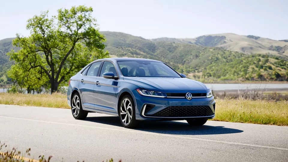 A blue 2026 VW Jetta in Rockford, IL