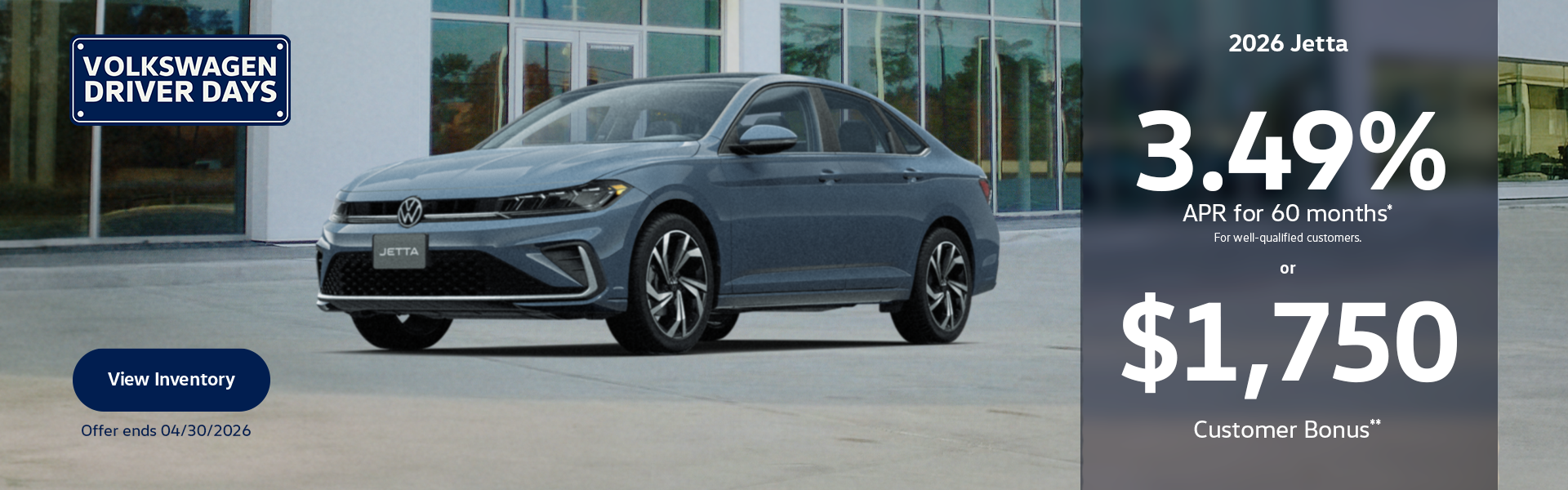 MY26 Jetta APR or Customer Bonus- April